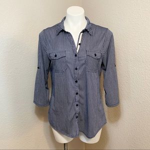 3/$25 Eden & Olivia Striped Blue Button Down